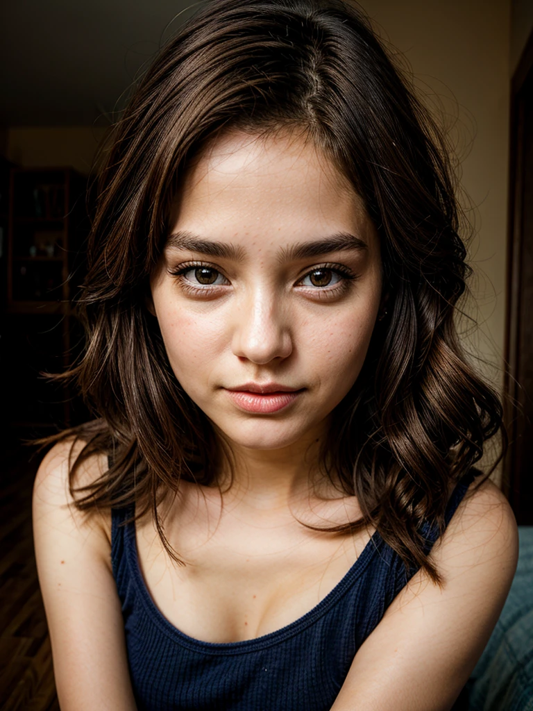 Beautiful adult girl with brown eyes