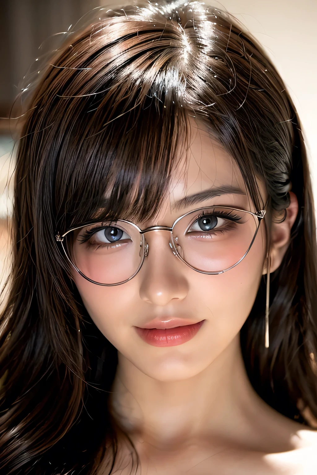 (Best Quality,4K,8K,hight resolution,mastepiece:1.2),Ultra-detailed,Realistic,Extremely detailed, Colorful tones, Soft lighting smile,((glasses)),
