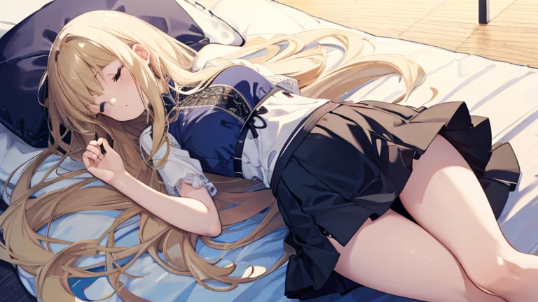 Short skirt，Clothes with intricate details，pattern，Swimwear，Loner，blond，Sexy、Deep sleep、long hair