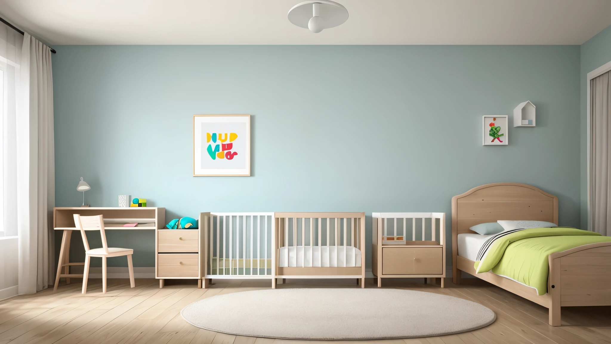 Mock up frame in unisex ren room interior background, 3D render