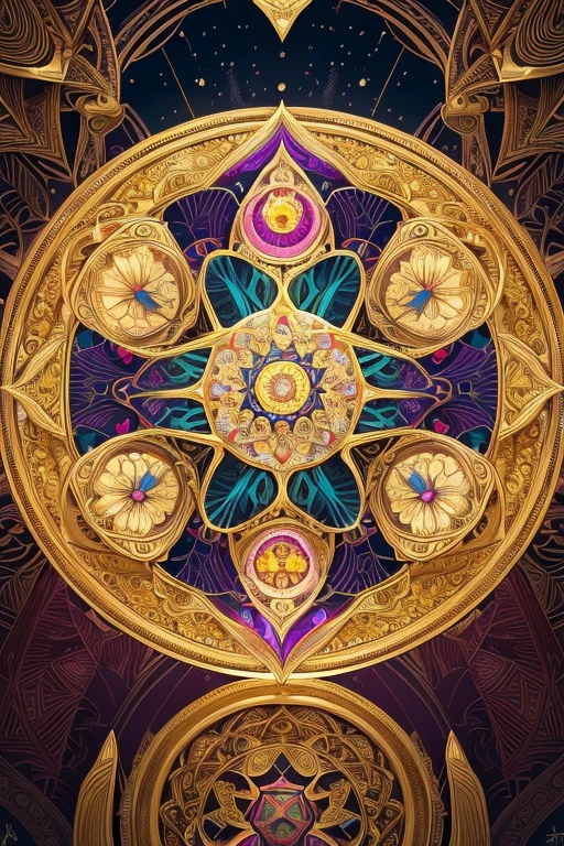 (masterpiece, Highest quality, Highest quality, Official Art, beautiful and aesthetic:1.2), (One girl), Very detailed,colorful,Most detailed, Official Art, unity 8k wallpaper, Super detailed, beautiful and aesthetic, beautiful, masterpiece, Highest quality, (zenTangle, Mandala, Tangle, enTangle) 、,Gold foil,Gold leaf art,Sparkly Painting, Perfect NwsjMajic、Has a large crystal、Amaterasu Omikami、(naked)、fortune teller、Love Advice、Golden Room、 information
