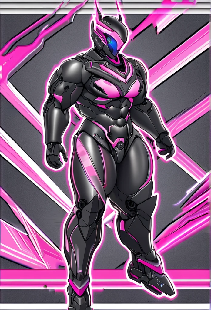 ((Artistic)), ((Complex details)), ((perfect line)), ((Canvases))OC: 1woman: Female_jaeger_robot, Futuristic Armor, Futuristic helmet/mask/mask, Colors "Vibrant black","Vibrant pink","Pink colour decoration", Futuristic, polished,Super_Soldier_Futuristic_Space_Mecha_woman,Standing, Gray background , White outline, Attractive, Muscular, Perfect, Futuristic, Faceless, armored, ((Dynamic trace)), Front photo, ((Handmade tracing)),Whole body, Metallic boots, Futuristic, Attractive, Sensual,Original, tight, Thick thighs, Muscular,obsidian black ,FEMALE,(Attractive/sensual/provocative), HD Similar to futuristic medieval armor