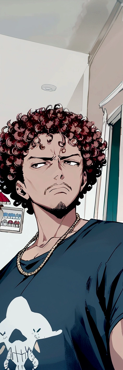 Man with curly mulatto skin