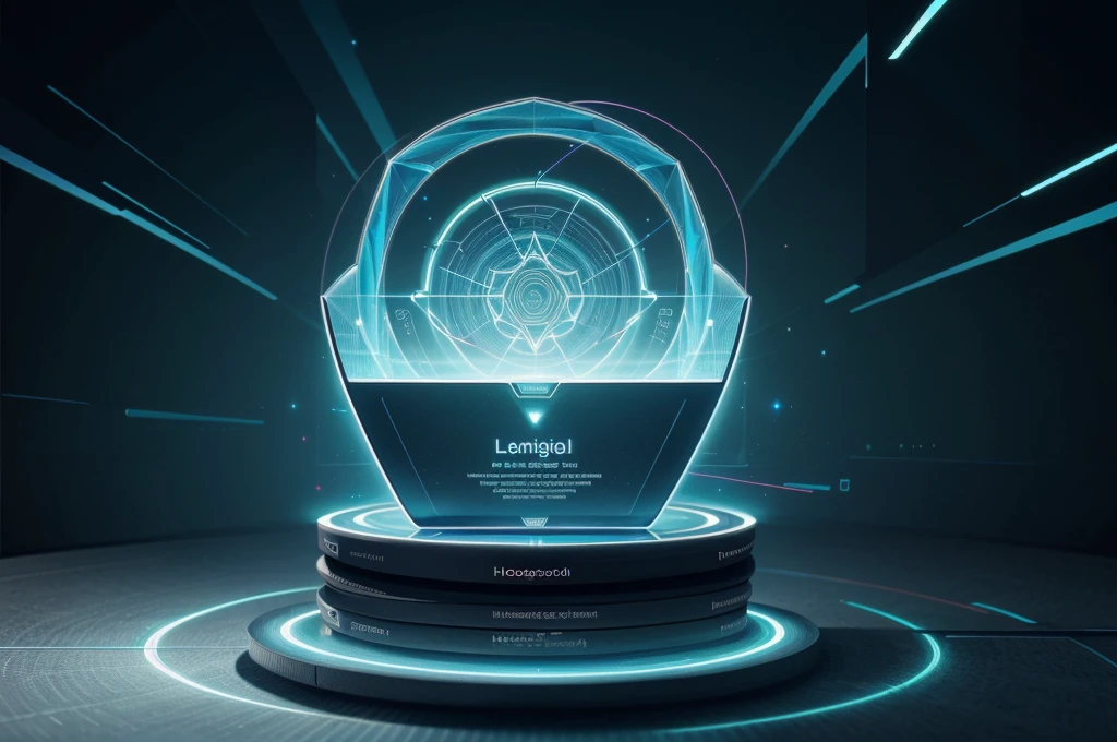 Futuristic digital book of knowledge and wisdom with a sleek, modern design. Holographic pages displaying information on various academic subjects. Floating book surrounded by glowing lines and shapes, representing an advanced online learning platform., pastel, soft tones