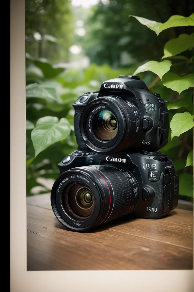 Canon Camera Tattoo, printed photos, lens aperture chart and leaf branches