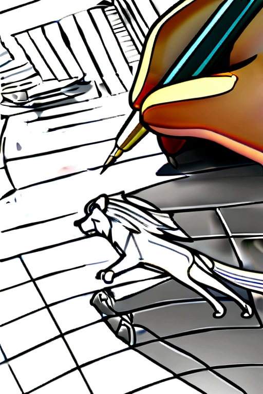 a lion walking on the path, line art. cartoon character, Estilo 3D, high quality, coloring book, draw by hand, line art. without shadow.