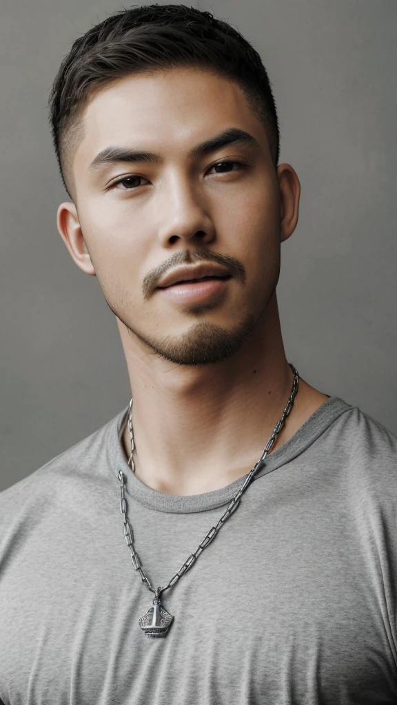 Tony Labrusca, Not erotic, face, ((gray background)), more chains, upper body, net, chain, stalwart, (nonsense, height, Very detailed),((Masterpiece)), ((best quality:1.1)), high resolution, 8K,1 boy, best quality, Masterpiece, (photorealistic:1.4), 4K, High quality, Masterpiece, best quality, height, dynamic poses, realistic, adult man, look at viewer