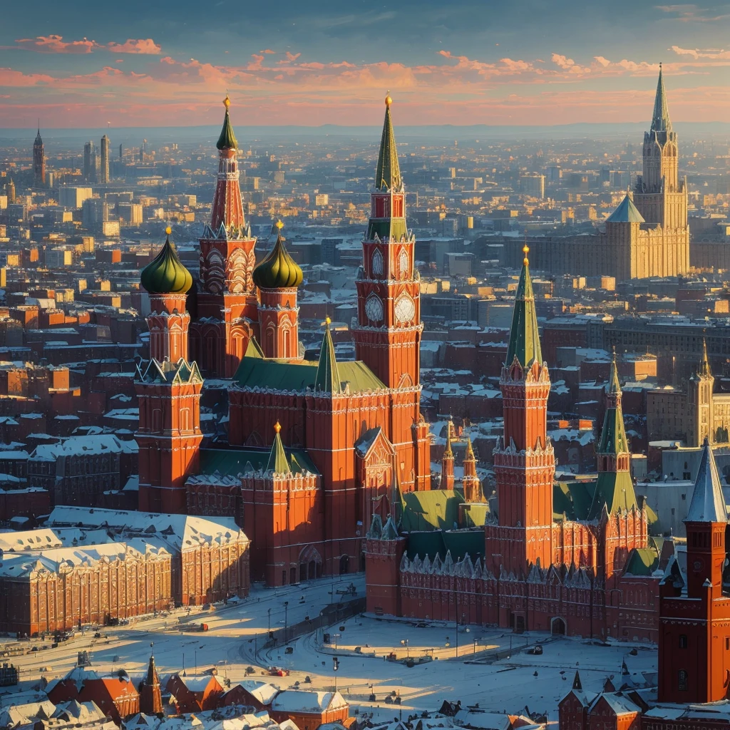 arafed view of a city with a clock tower and a clock tower, moscow, red square moscow, russian city, russian architecture, red square, inspired by Vasily Surikov, beautiful russia of the future, by Vassily Maximov, russia, by Dmitry Levitzky, by Alexey Venetsianov, by Marie Bashkirtseff