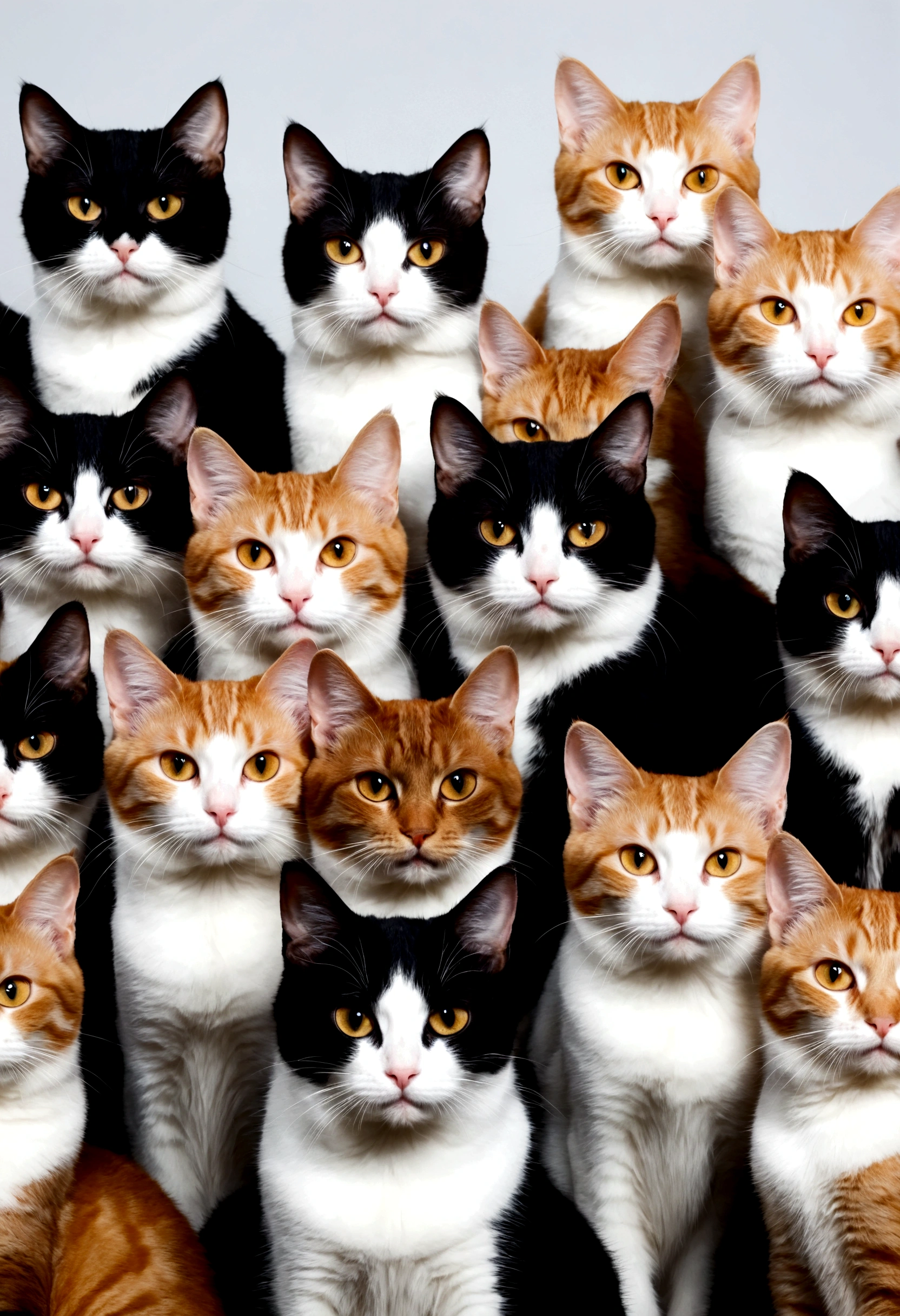 A lot of cats，Stacked on top of each other，Hyper-exposure