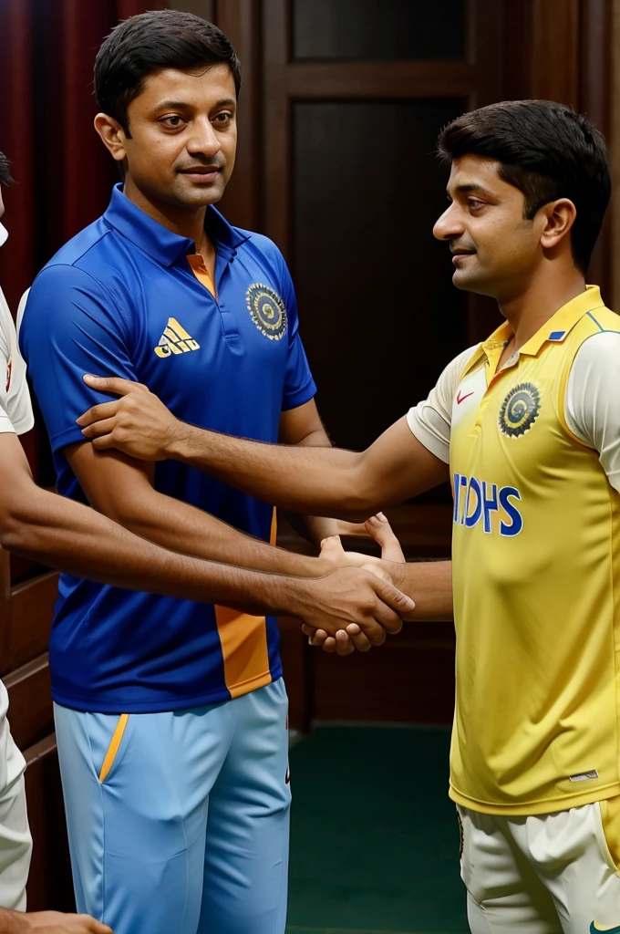 Indian cricket team Captain shaking hands with ukraniane's president zelensky