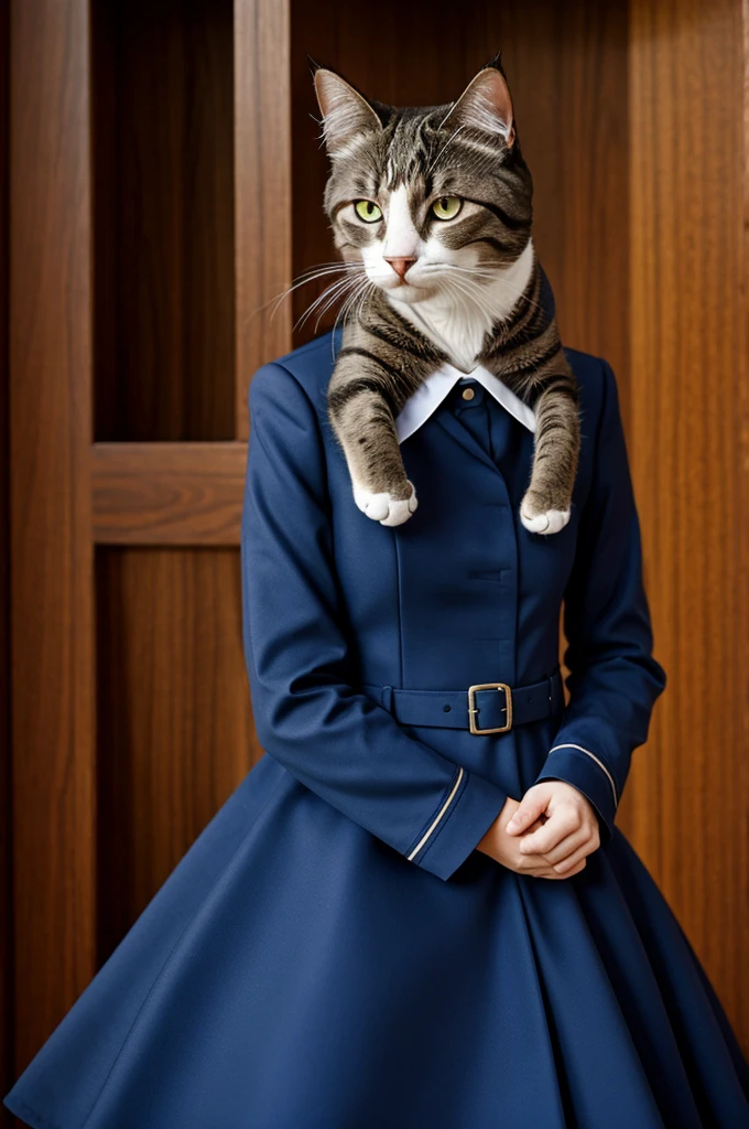 Cat with dress blue
