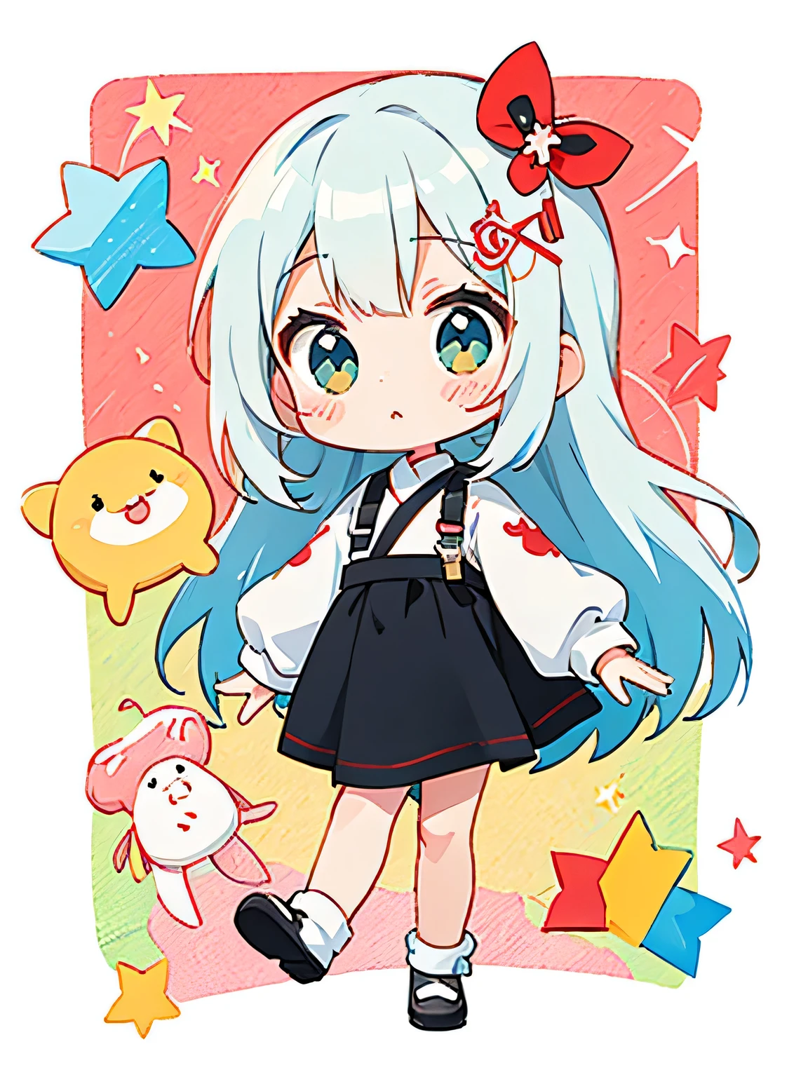 Black Star Red and Whitestyle、Kawaii Design, The most beautiful girl of all time, chibi, rainbow, walking, トトロの森