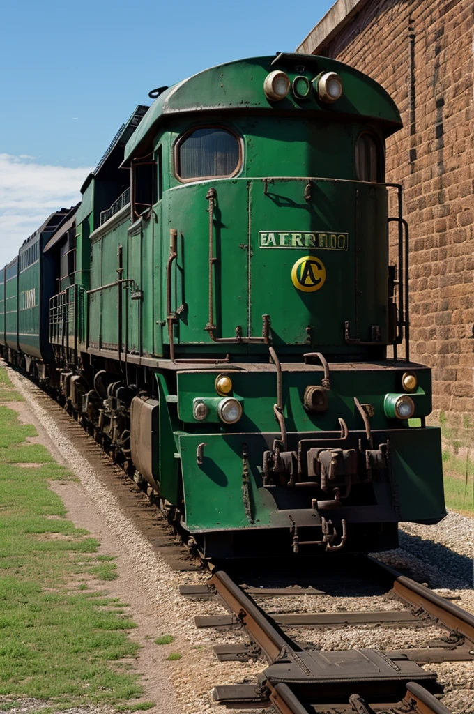 Ferro Sur Shield. old locomotive. green color