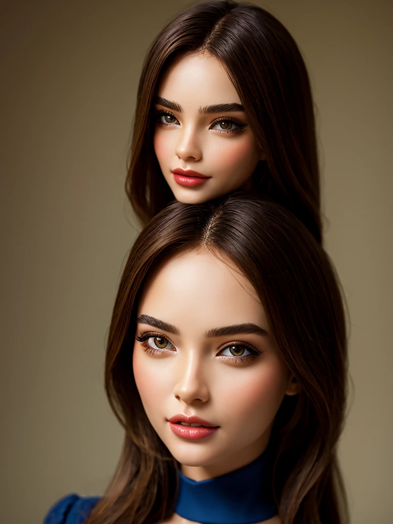 Create a digital model of a beautiful girl with a stylish appearance, focusing on a friendly and confident expression