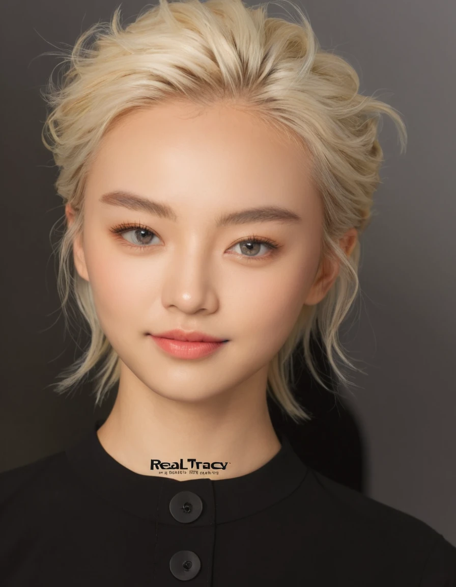 Best Quality, 8k, Masterpiece, (Portrait: 1.3), (photo realistic:1.4), (hyper realistic:1.4), Sharp Focus, looking at viewer, (smoother lighting:1.1), (increase cinematic lighting quality:0.9), realistic lighting, backlighting, light on face, ray trace, (brightening light:1.2), (Increase quality:1.4), sharp detail, (best quality real texture skin:1.4), finely detailed eyes, black_eyes, finely detailed face, 25 year old Korean woman, (white formal_shirt:1.4), (Create an image maintaining the original base model hairstyle:1.5)