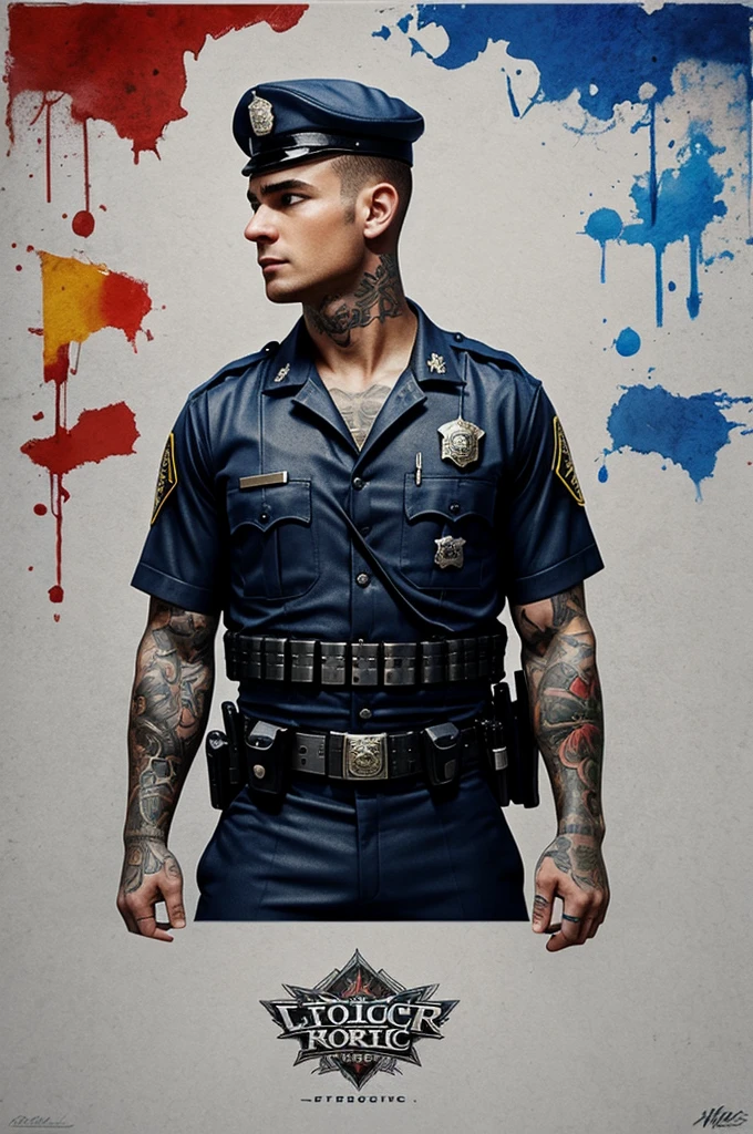 Create a tattoo idea using the following words: video game, officer, sport and painting