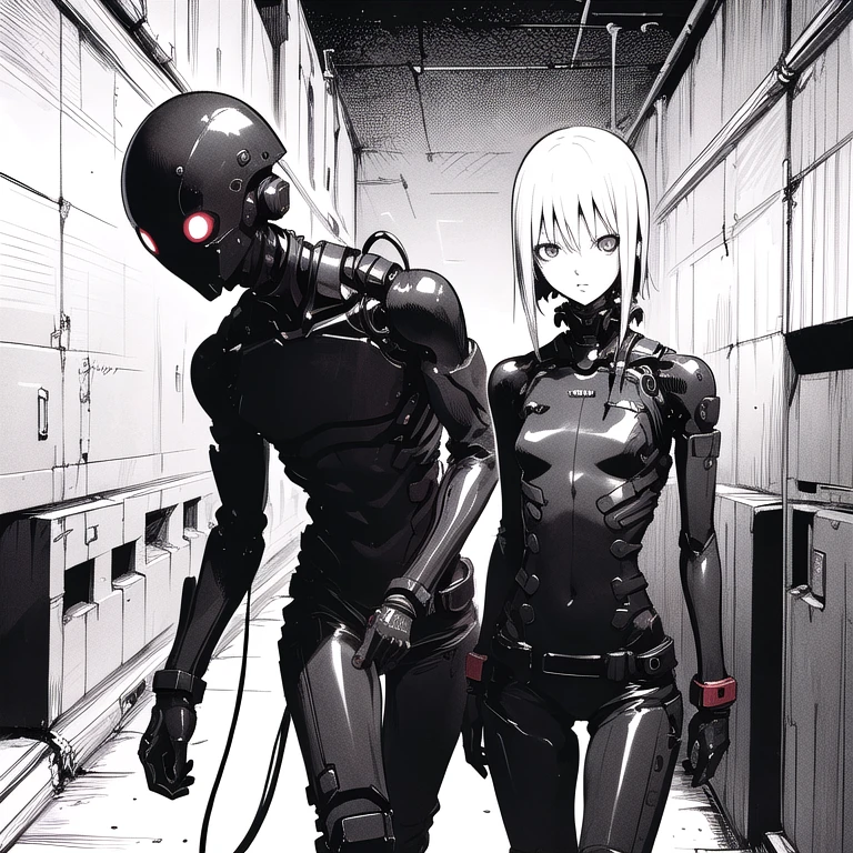 ((masterpiece)), (best quality),
blame, tsutomu nihei, original, manga, comic, monochrome,
cibo, cyborg, long body,