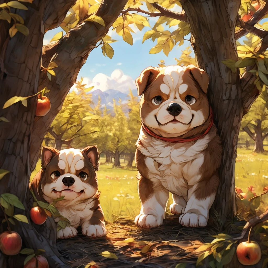 Bulldog Puppy、One animal、orchard、bark