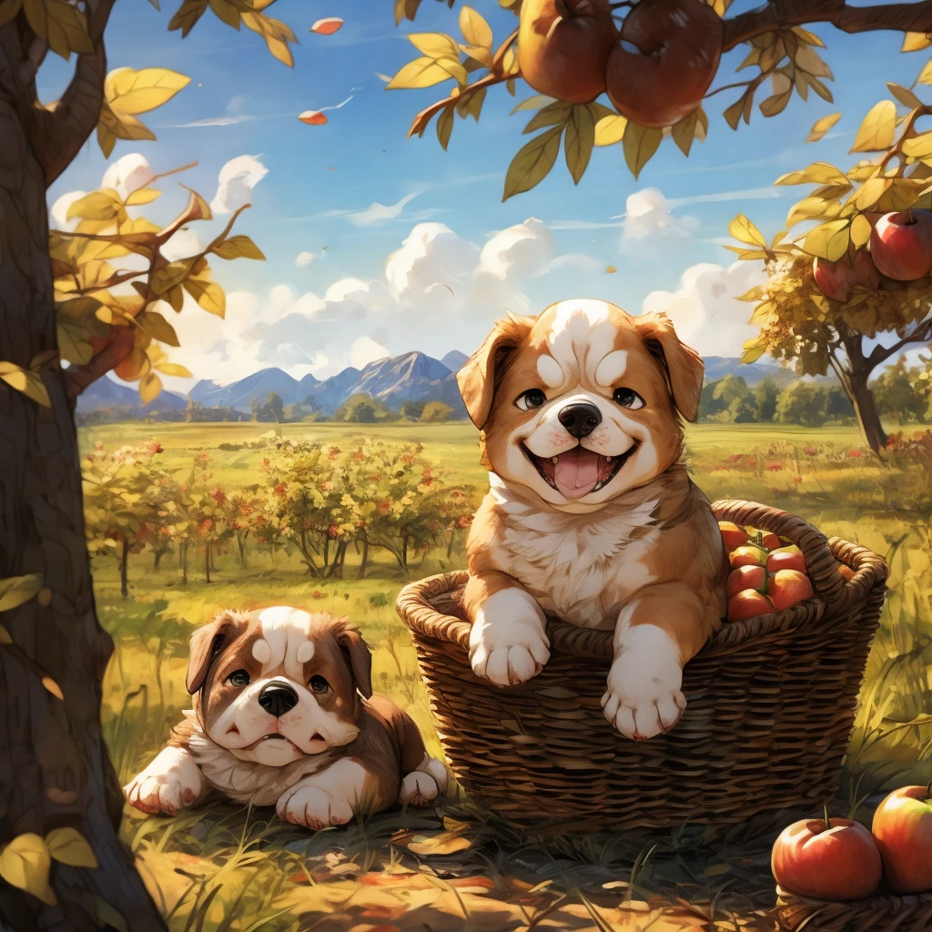 Bulldog Puppy、One animal、orchard、bark