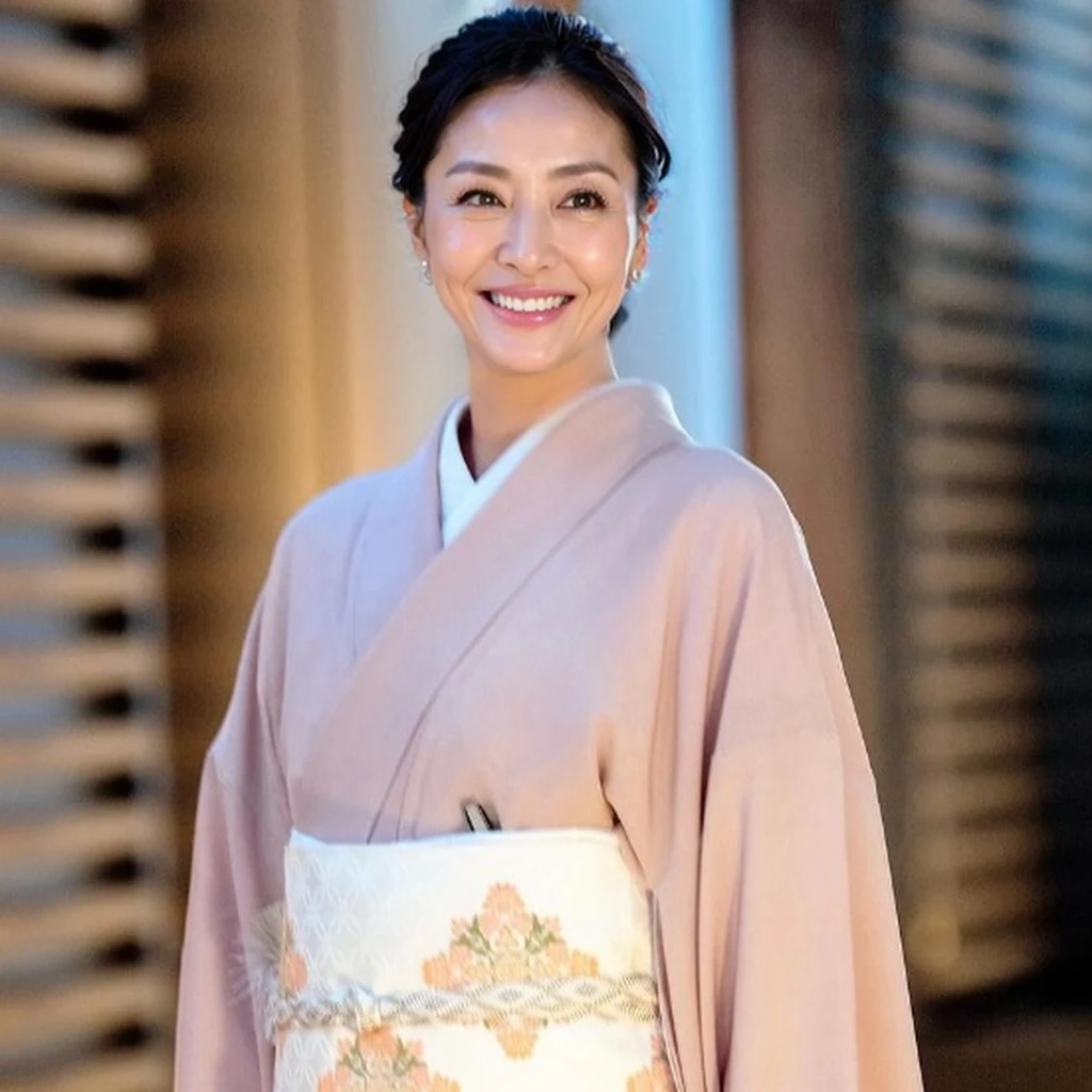 smile, unparalleled beauty, very beautiful woman, perfect balance,depth of field, Surrealism, Verism, cowboy shot, uhd, masterpiece, ccurate, anatomically correct, textured skin, super detail, high details, high quality, award winning, best quality, highres, 50 years old、Middle-aged woman、older female、Mature Woman
