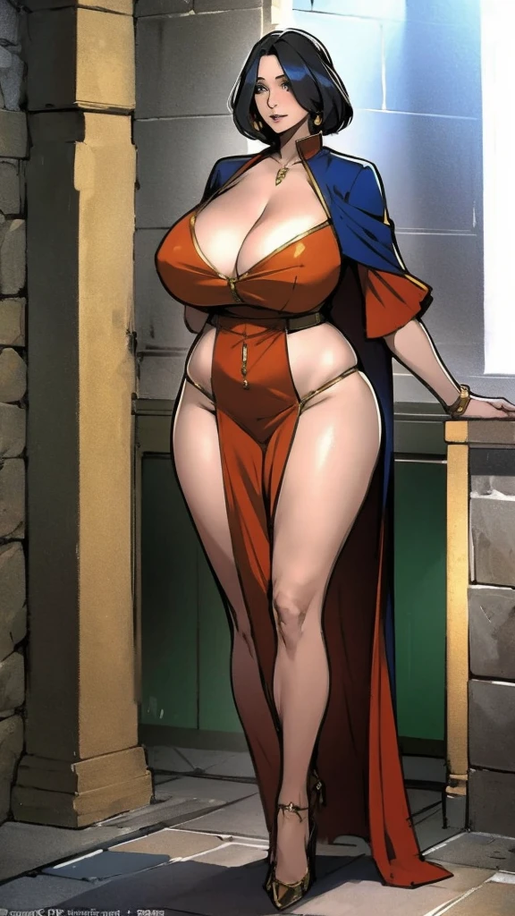 Mature female, plump, medieval, knight costume, full body image