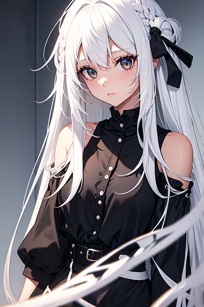 girl, white hair, streaks of black