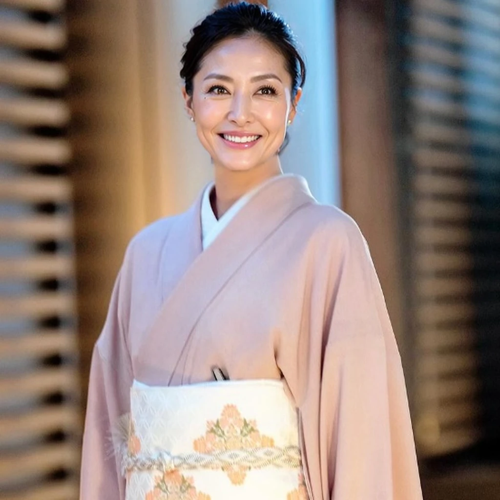 smile, unparalleled beauty, very beautiful woman, perfect balance,depth of field, Surrealism, Verism, cowboy shot, uhd, masterpiece, ccurate, anatomically correct, textured skin, super detail, high details, high quality, award winning, best quality, highres, 50 years old、Middle-aged woman、older female、Mature Woman