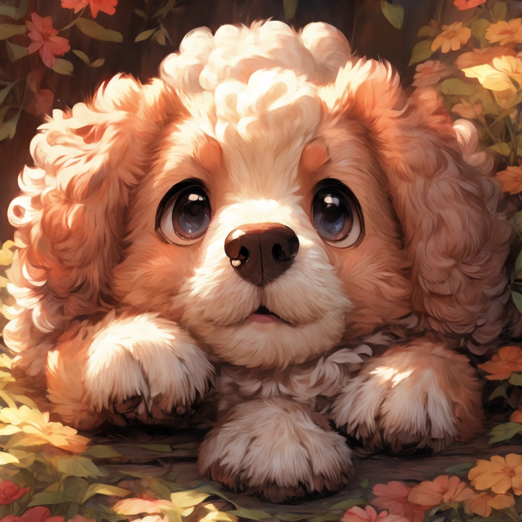 Poodle Puppy、One animal、Lying face up