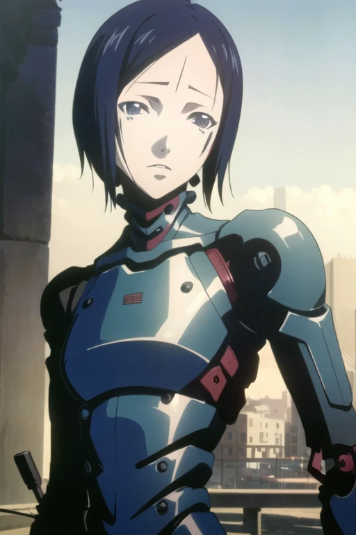 (masterpiece, top quality, best quality, official art, beautiful and aesthetic:1.4, photorealistic:1.4 ),questionable, sexy,
 blame,  safeguard, exterminator, creepy,
 1girl, sanakan,  tsutomu nihei, short hair, forehead mark, arm cannon, GBEAC