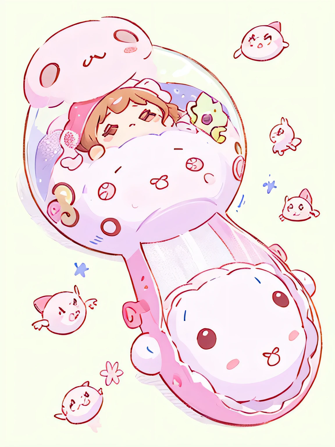 Momoko Sakura style、Kawaii Design, No people、(((Cute amoeba))), afternoon nap