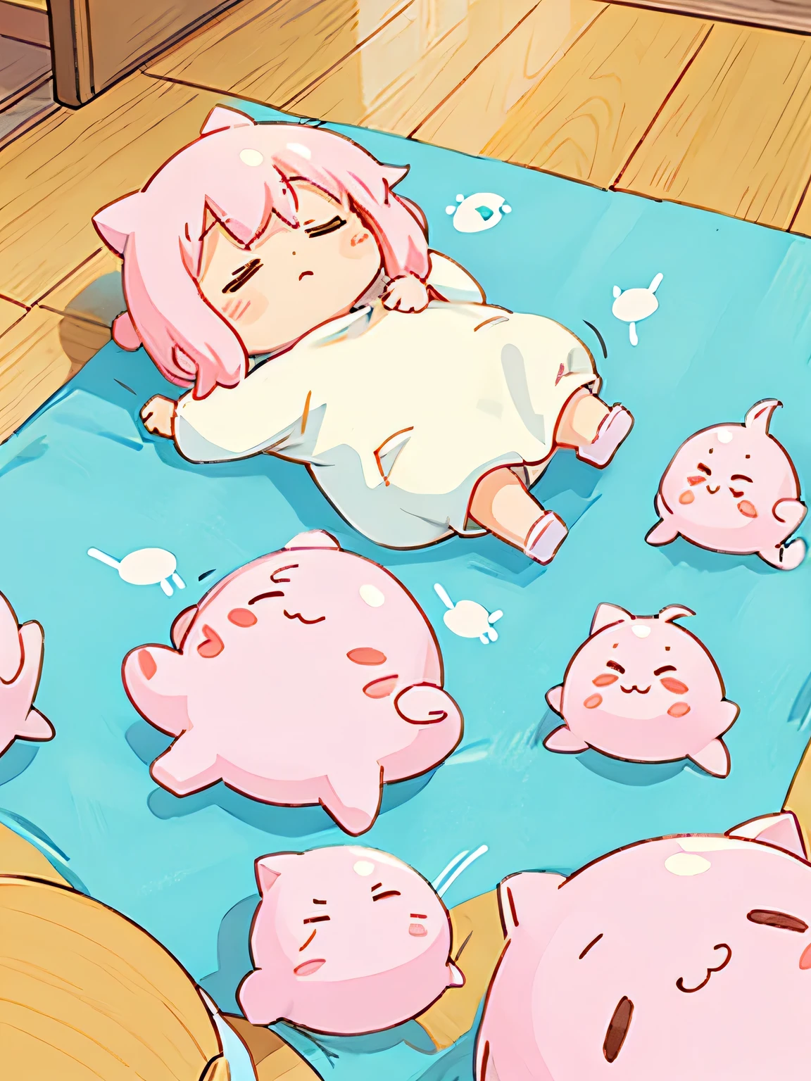 Momoko Sakura style、Kawaii Design, No people、(((Cute amoeba))), afternoon nap