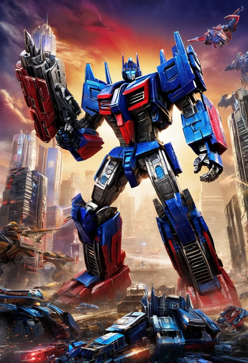 Immerse yourself in the world of Cybertron with this visually stunning prompt. A digital masterpiece inspired by the Transformers movie franchise, featuring a  with a striking red and blue logo. The intricate details and stylistic rendering bring the Cybertronian technology to life, making it a must-see for any fan of the series.