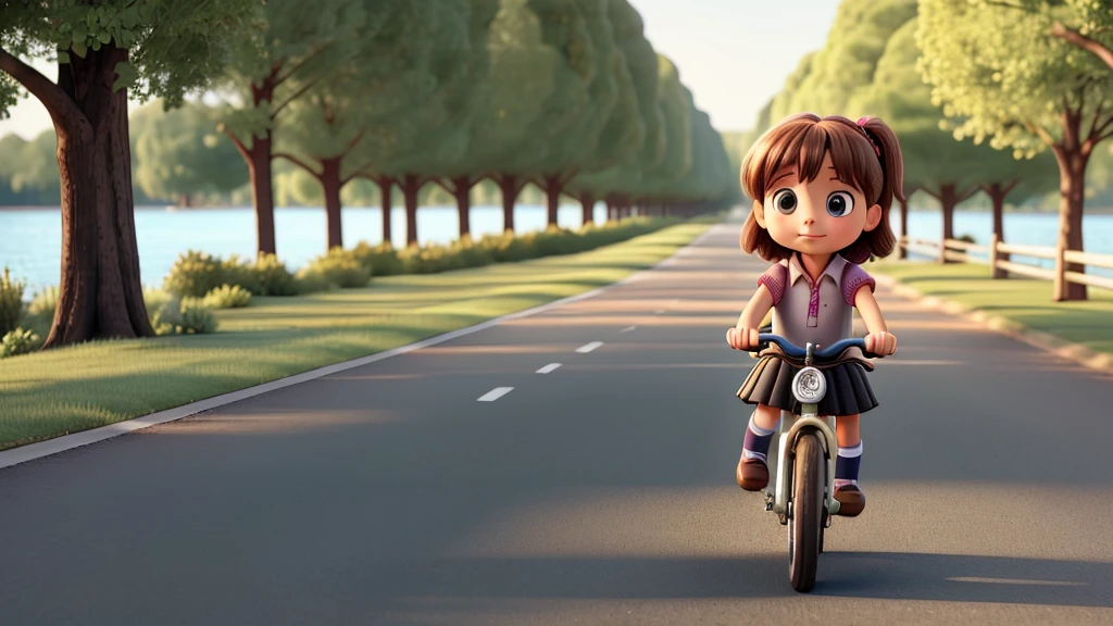 A riding a bicycle on the road