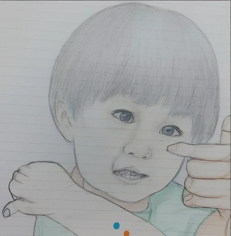 Realistic color photography style、Smiling emphasizes nasolabial folds. Make the chin a little thinner and accentuate the nasolabial folds.、I want it to look more like a color photograph..........。3 year old boy, Xu々To、Clearly visible、鼻から口Toかけての深いほうれい線を強調します、Generate left and right dimples、Show me your beautiful smile.。Make your eyes look cute with double eyelids.