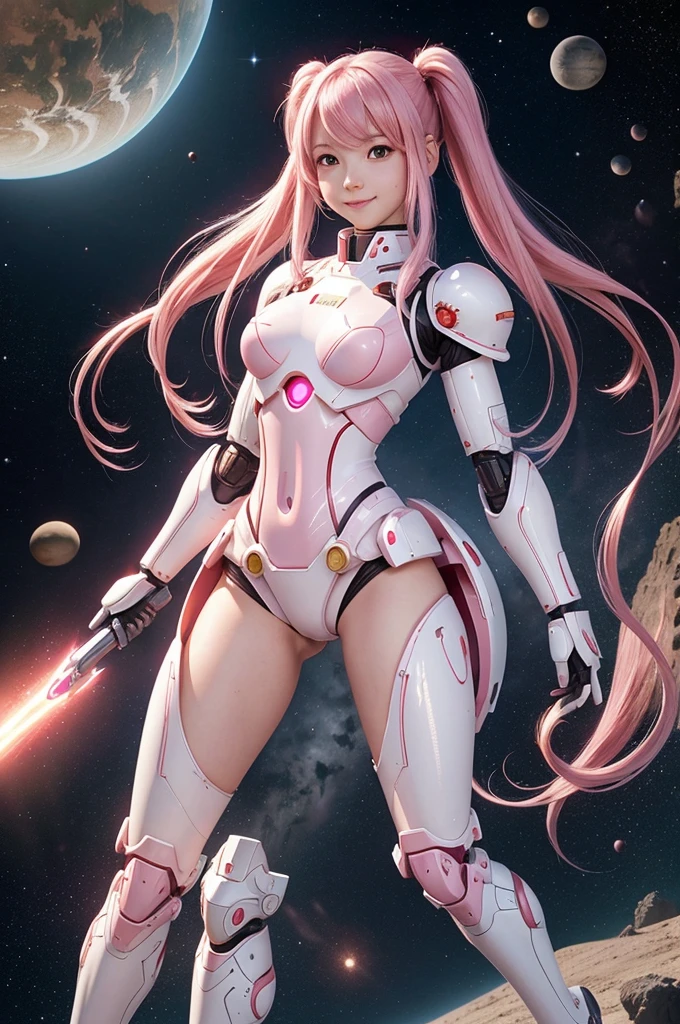 Long hair,A pink-haired,Side Body,in mecha style,Tall figure,Anterior convex and posterior,Naked leakage --auto