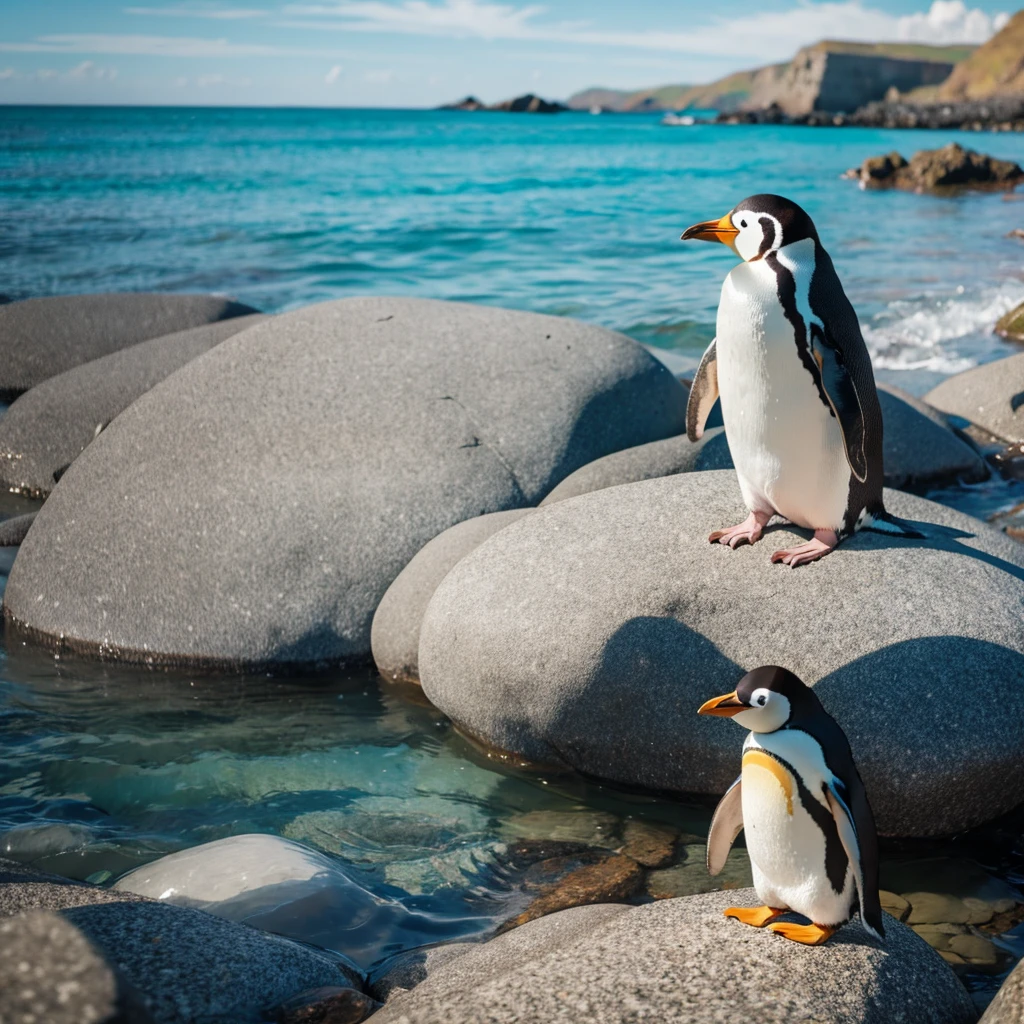 penguin,rock