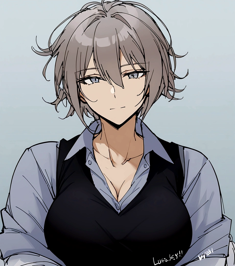 One adult woman、sexy、cool、Very large breasts、shirt、Best、Expressionless