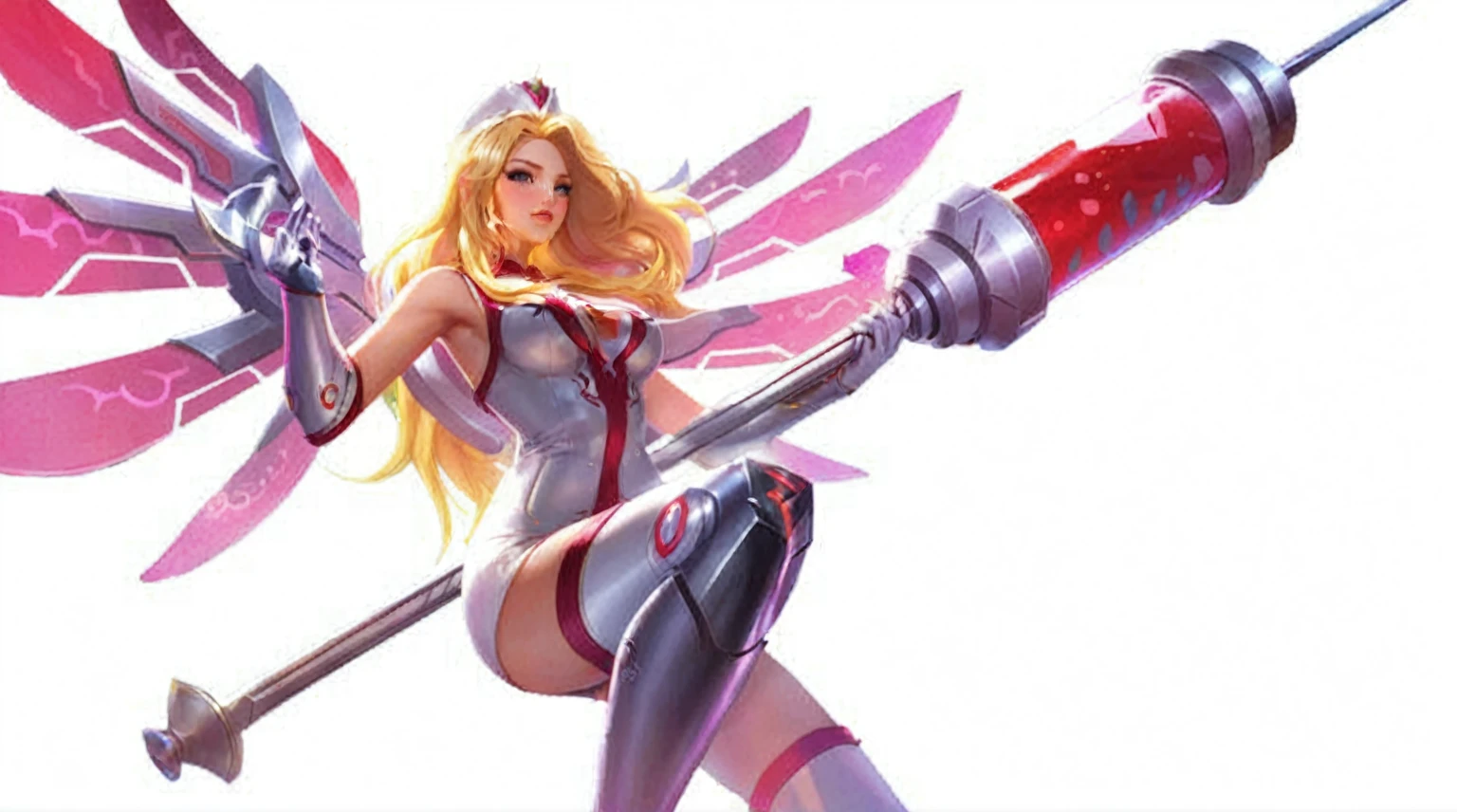 a close up of a woman with a sword and a sword, seraphine ahri kda, extremely detailed artgerm, style artgerm, lux from mobile legends, angel knight girl, ahri, artgerm style, ig model | artgerm, knights of zodiac girl, rossdraws 1. 0, mercy ( overwatch )
