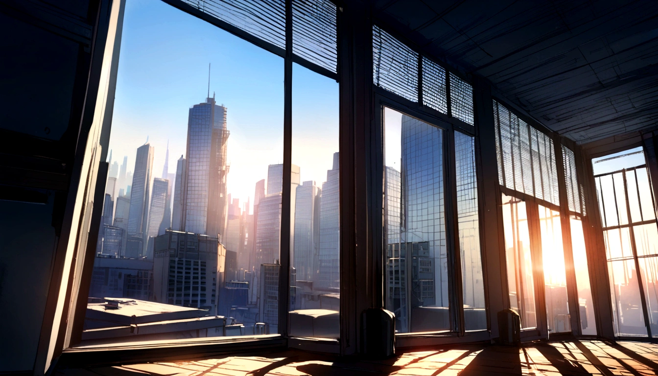 Zoom Office Background Morning Light, Windows, City View