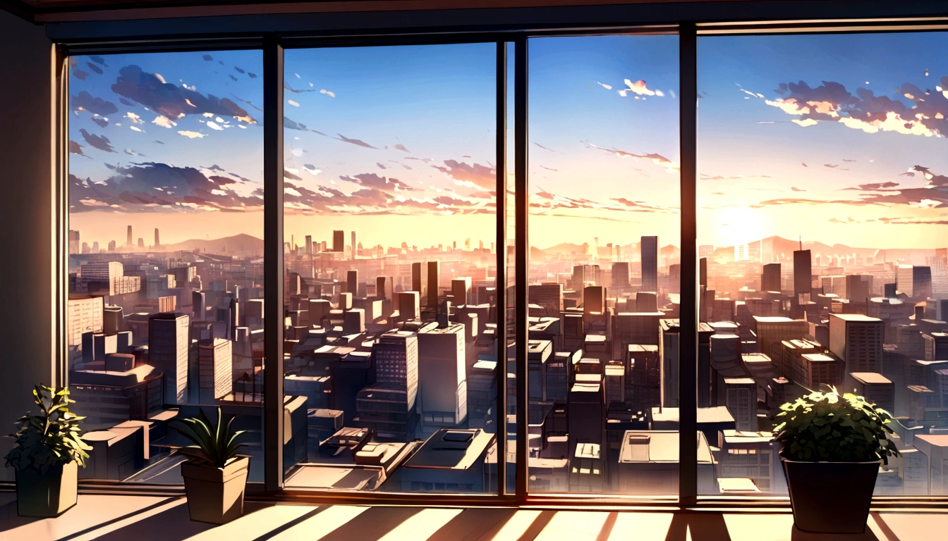 Zoom Office Background Morning Light, Windows, City View