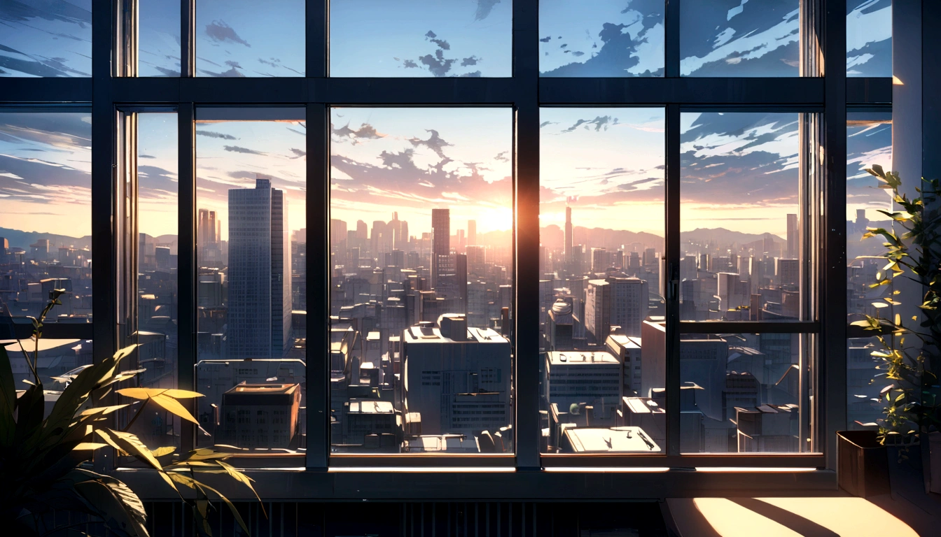 Zoom Office Background Morning Light, Windows, City View