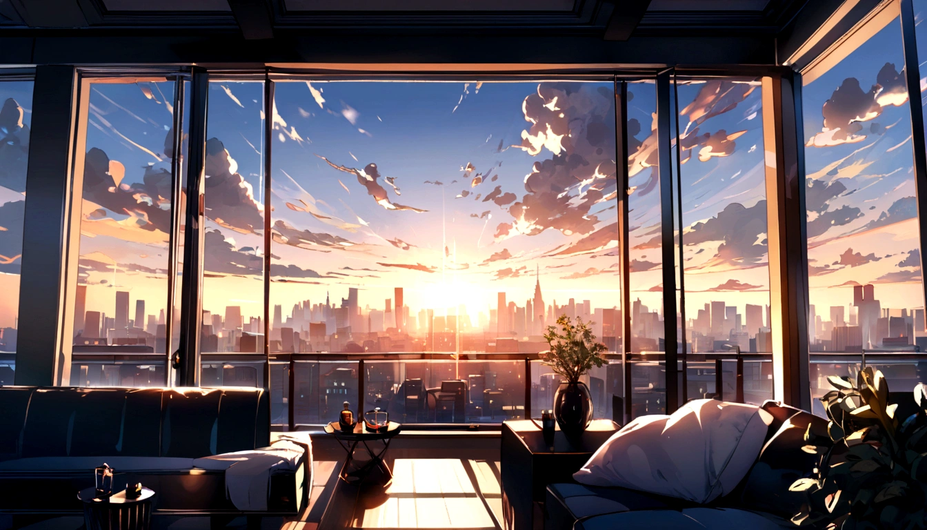 Zoom Office Background Morning Light, Windows, City View