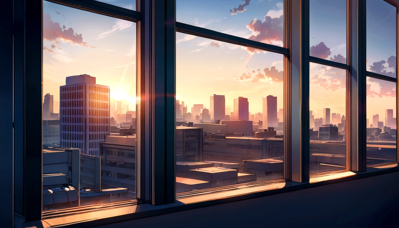 Zoom Office Background Morning Light, Windows, City View