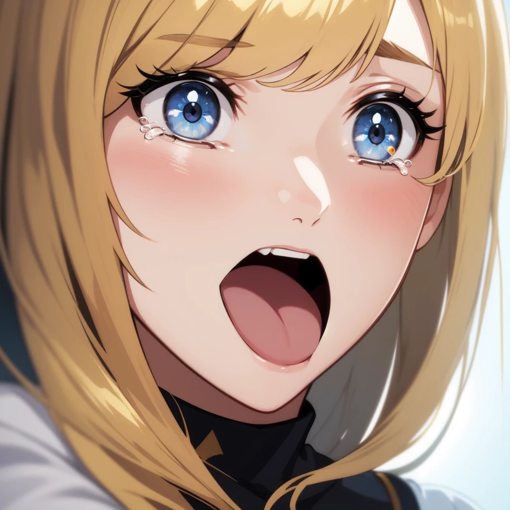 Highest quality、Ultra-high resolution、Fantasy、roleplaying game、Close-up of the face of a blonde girl crying with her mouth slightly open