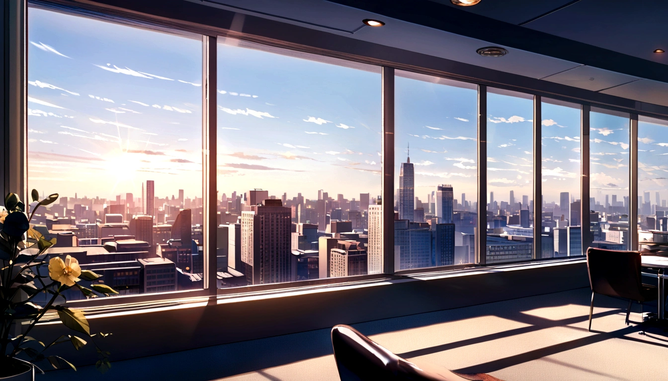Zoom Office Background Morning Light, Windows, City View