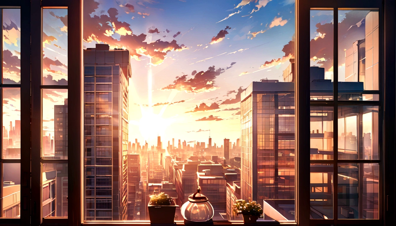 Zoom Office Background Morning Light, Windows, City View