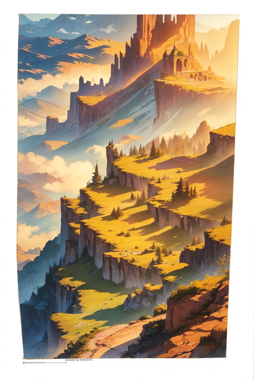 dreamy scenery，The colors are distinct and blended，Light and shadow changes，Silky smooth watercolor painting