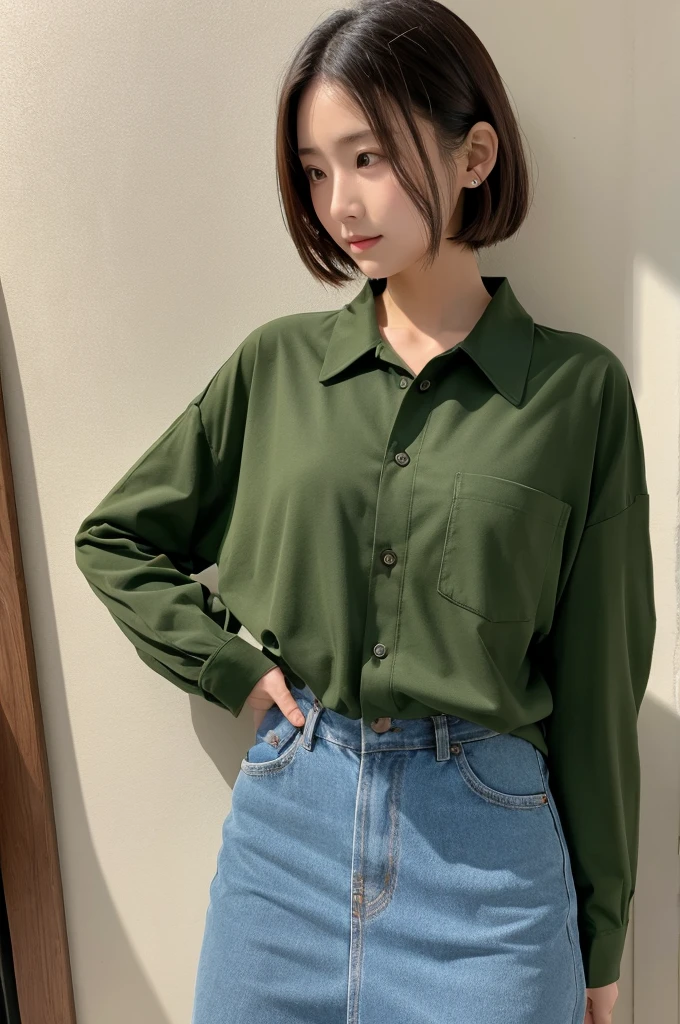 ((Highest quality))、Beauty、Long sleeve shirt、Fully Open
