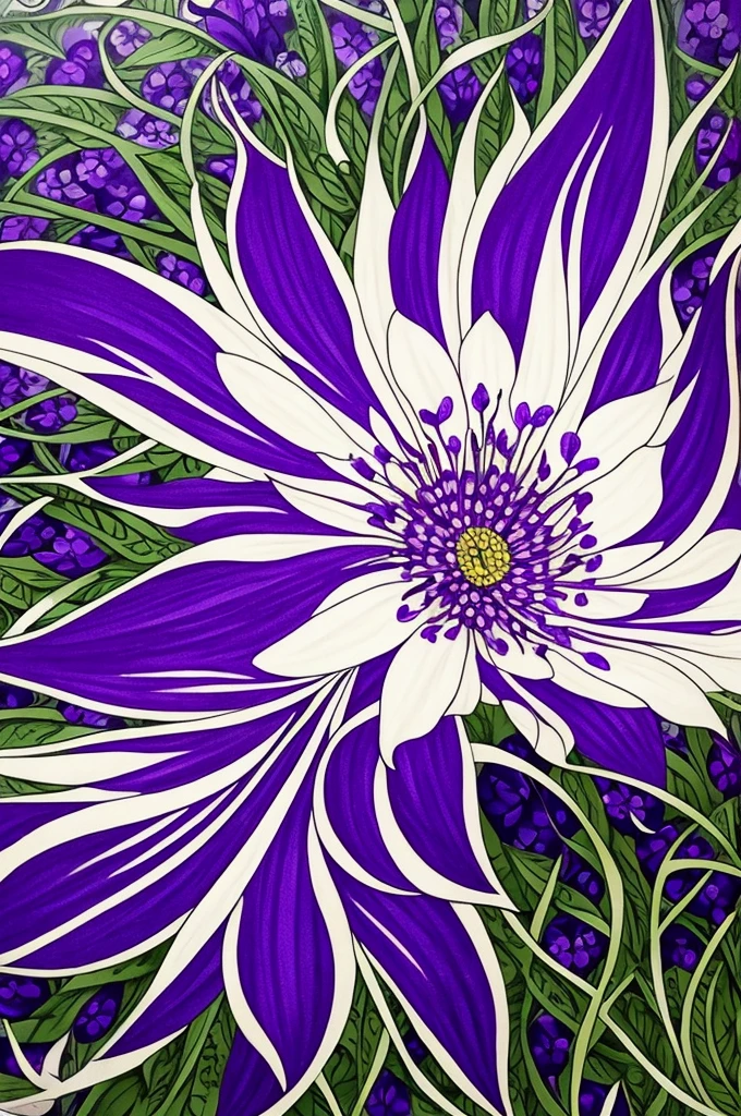 purple flower with white and black spots on it, a stipple by Penny Patricia Poppycock, flickr, art nouveau, beautiful flower, staggering in its beauty, beautiful detail and color, alien flower, beautiful detail, beautiful!!!!!!!!!, heavily ornamental, incredibly beautiful, large exotic flowers, beautifully painted, .highly realistic, beautiful art, intricately, depicting a flower