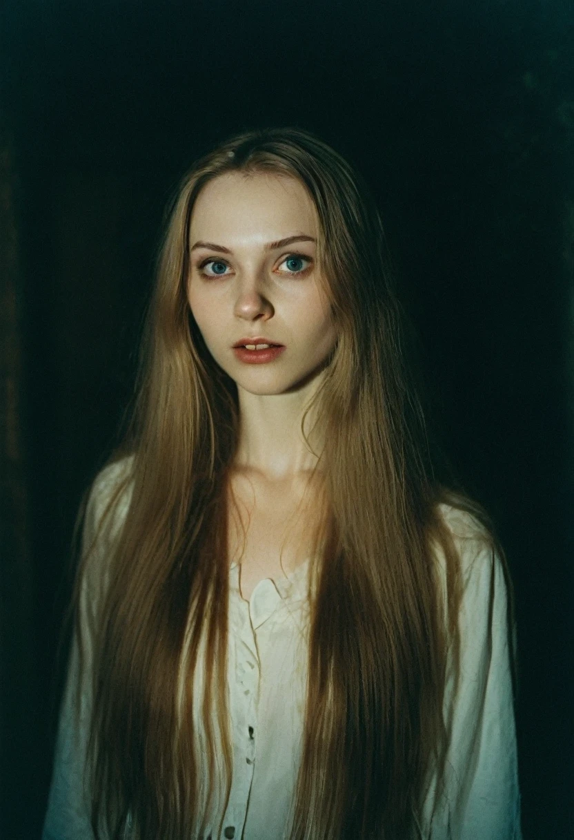 pale skin, ((evil slavic woman)), long dark blond hair, candid shot, 35mm, analog film photo, complex, (Fairy Academia, cgsociety, TurboGrafx-16 color palette, excited:1), standing to the side, film grain, low light, natural light, color-graded, 